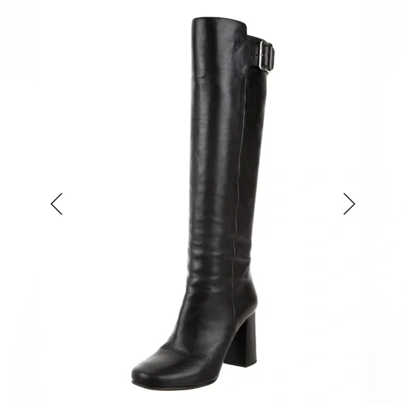 Prada Black Leather Knee-High Boots - Picture 2 of 9